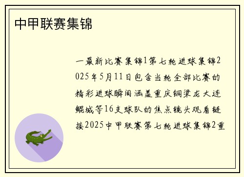 中甲联赛集锦